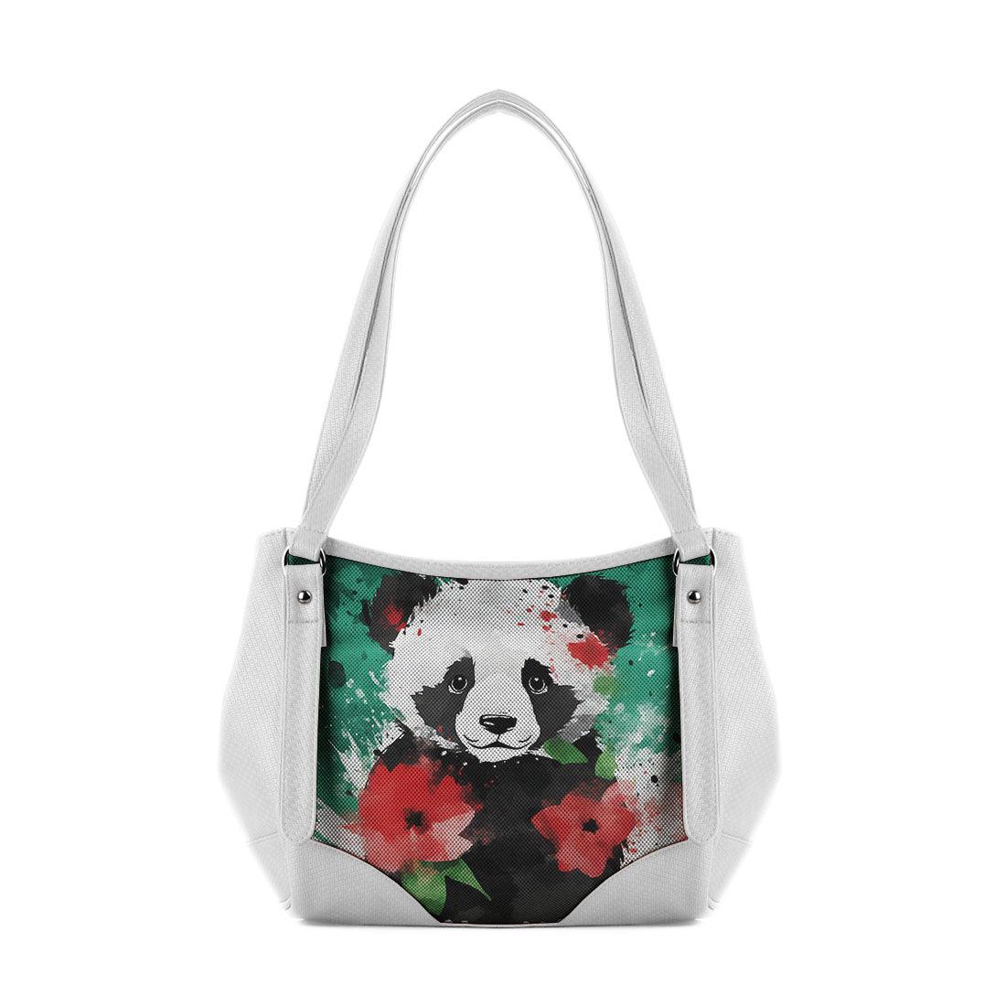 White Leather Tote Bag palestine panda - CANVAEGYPT