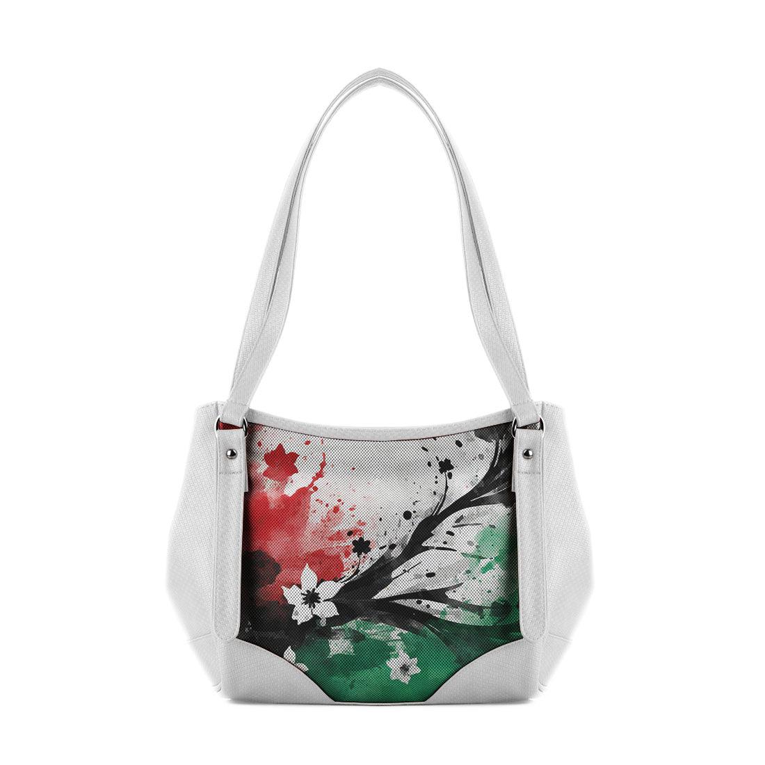 White Leather Tote Bag palestine sail - CANVAEGYPT