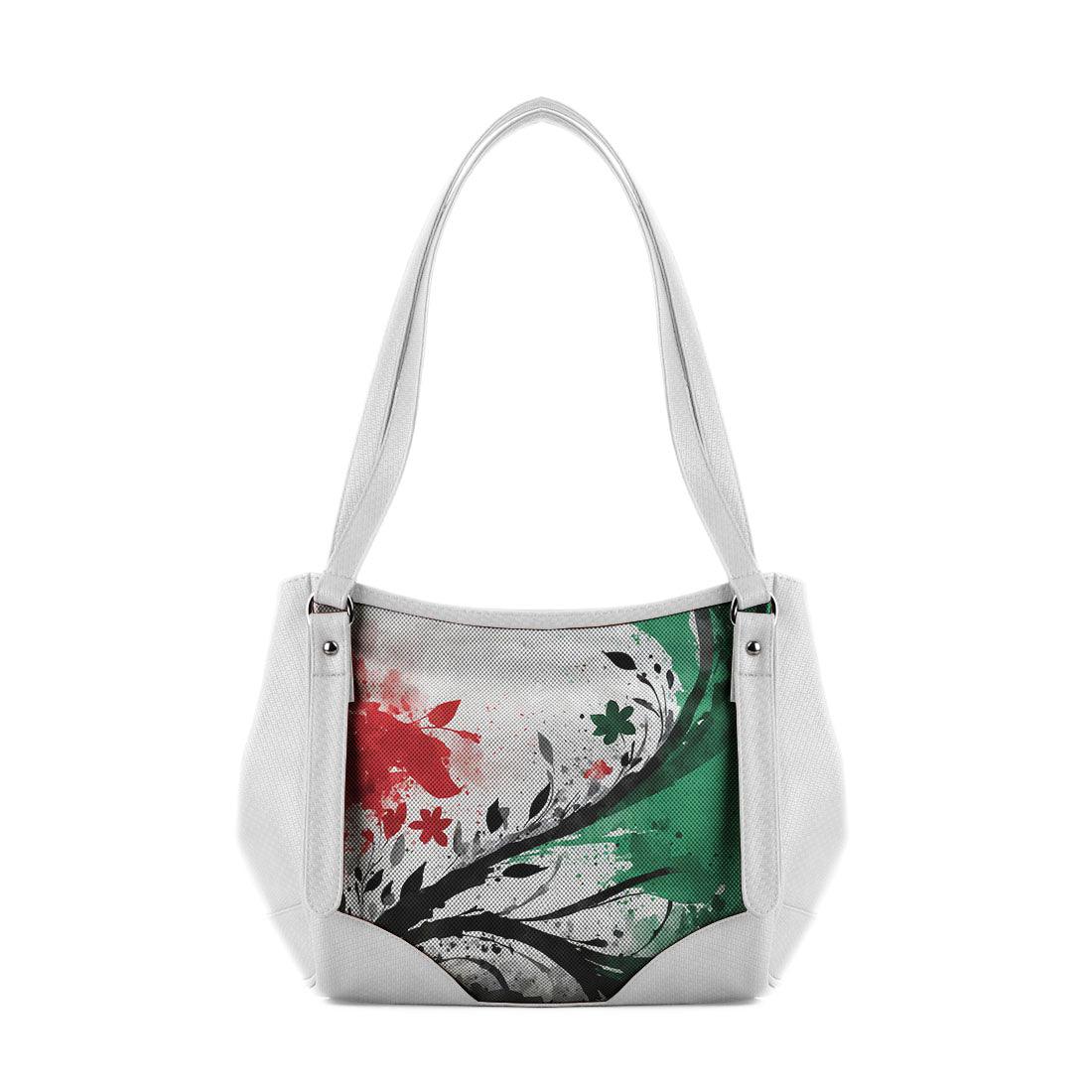 White Leather Tote Bag palestine up - CANVAEGYPT