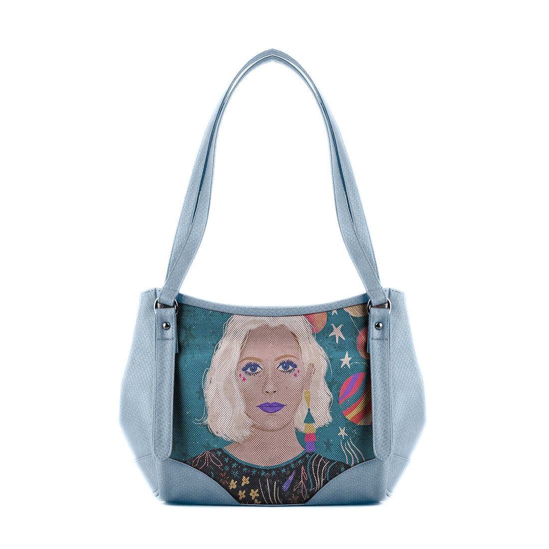 Blue Leather Tote Bag Extraterrestrial - CANVAEGYPT