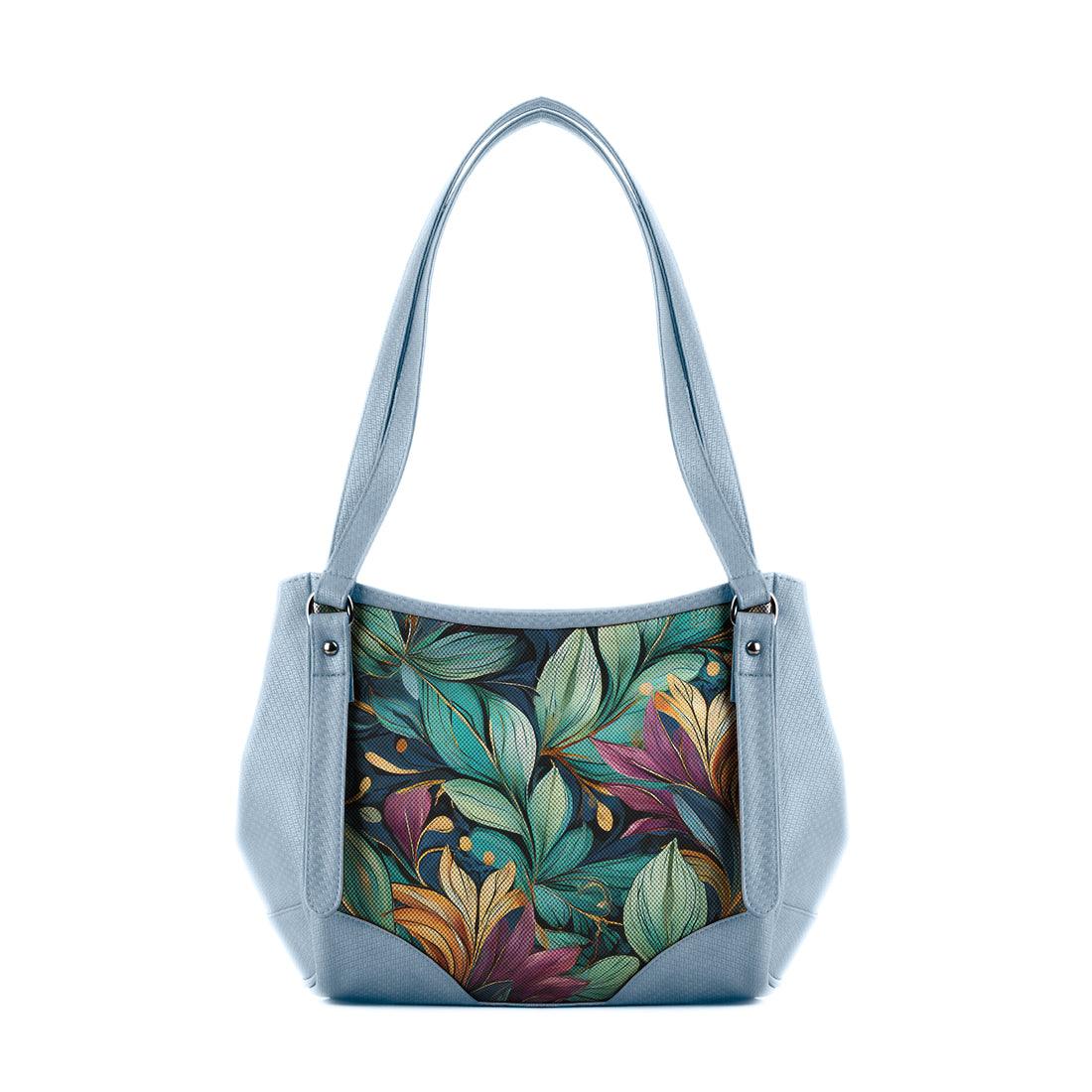 Blue Leather Tote Bag leaf - CANVAEGYPT