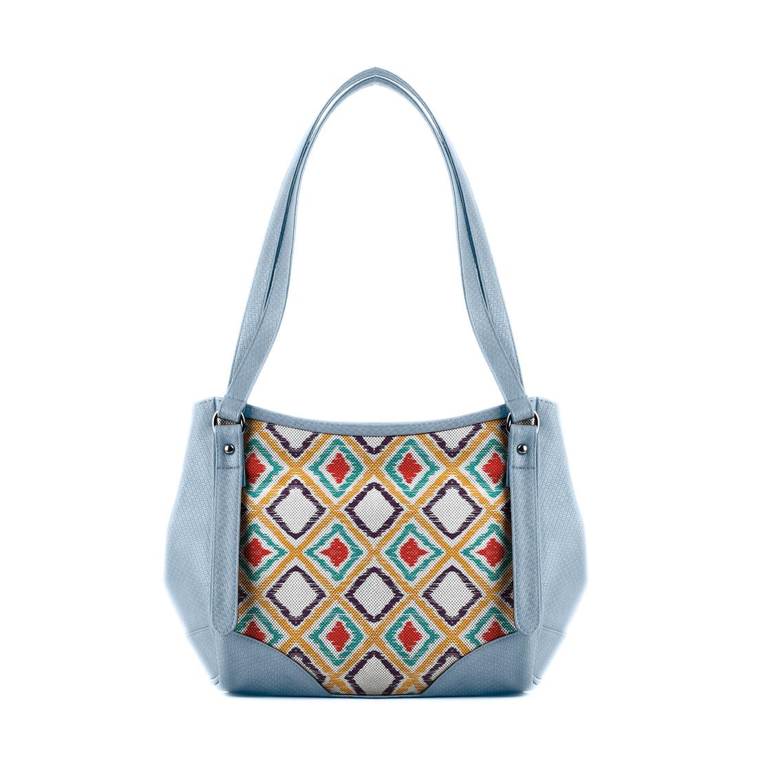 Blue Leather Tote Bag Pixely - CANVAEGYPT