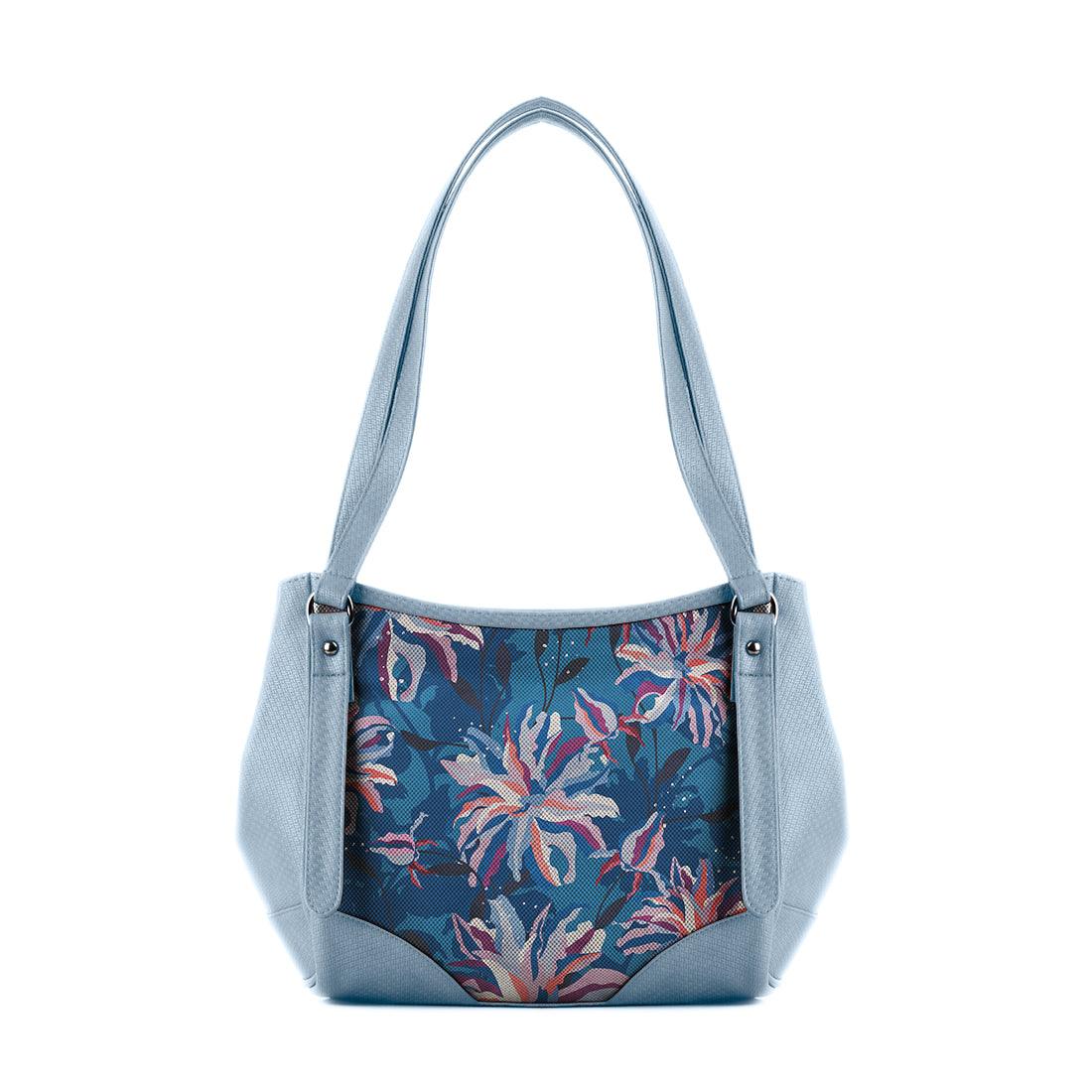 Blue Leather Tote Bag Sea Leaf - CANVAEGYPT