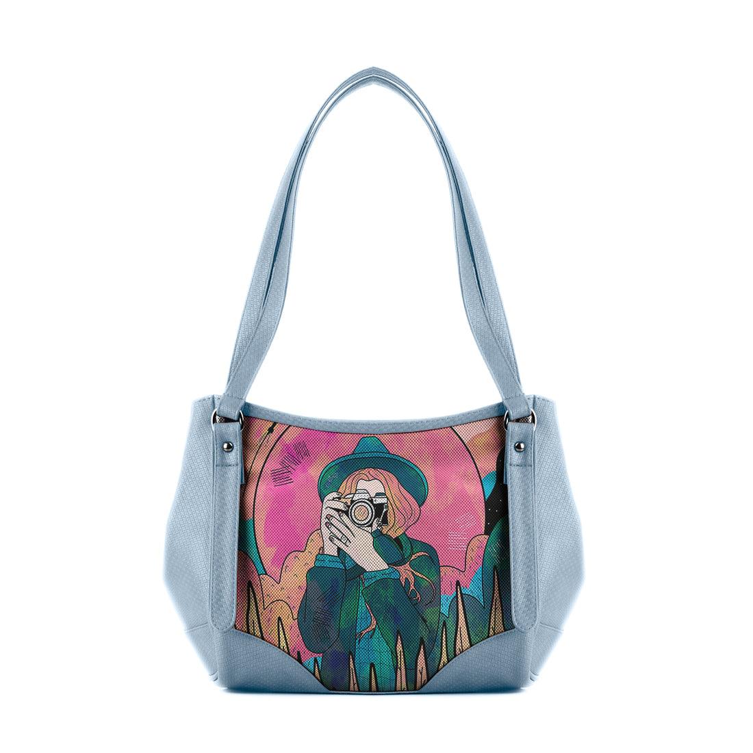 Blue Leather Tote Bag Space Photographer - CANVAEGYPT