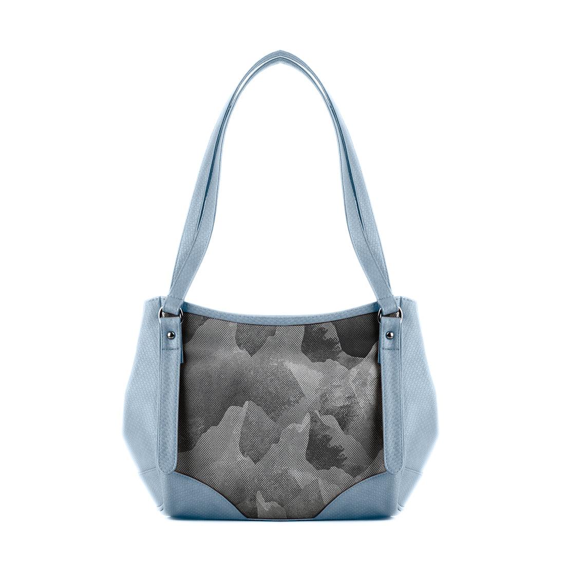 Blue Leather Tote Bag The Grey Rocks - CANVAEGYPT