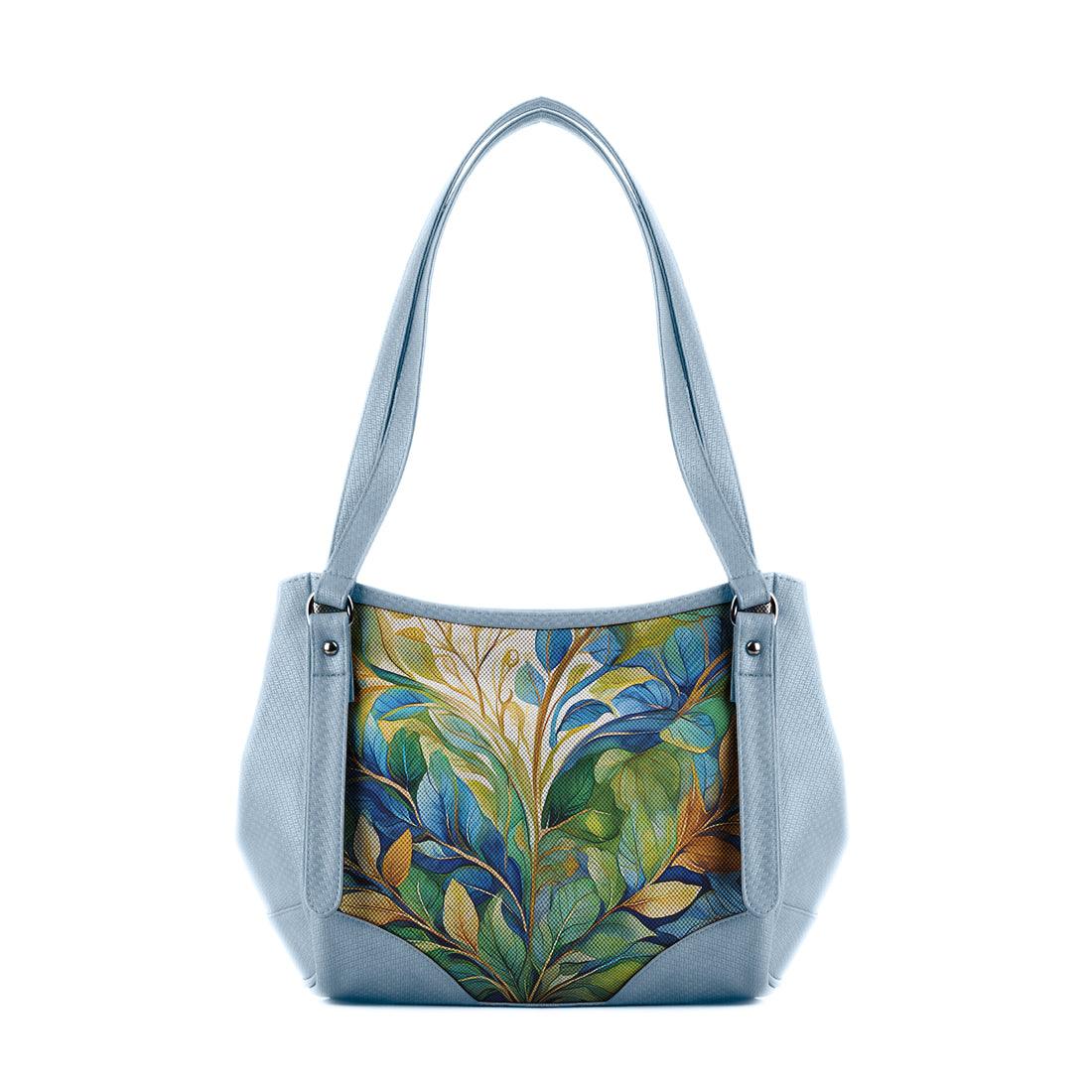 Blue Leather Tote Bag Verdure - CANVAEGYPT