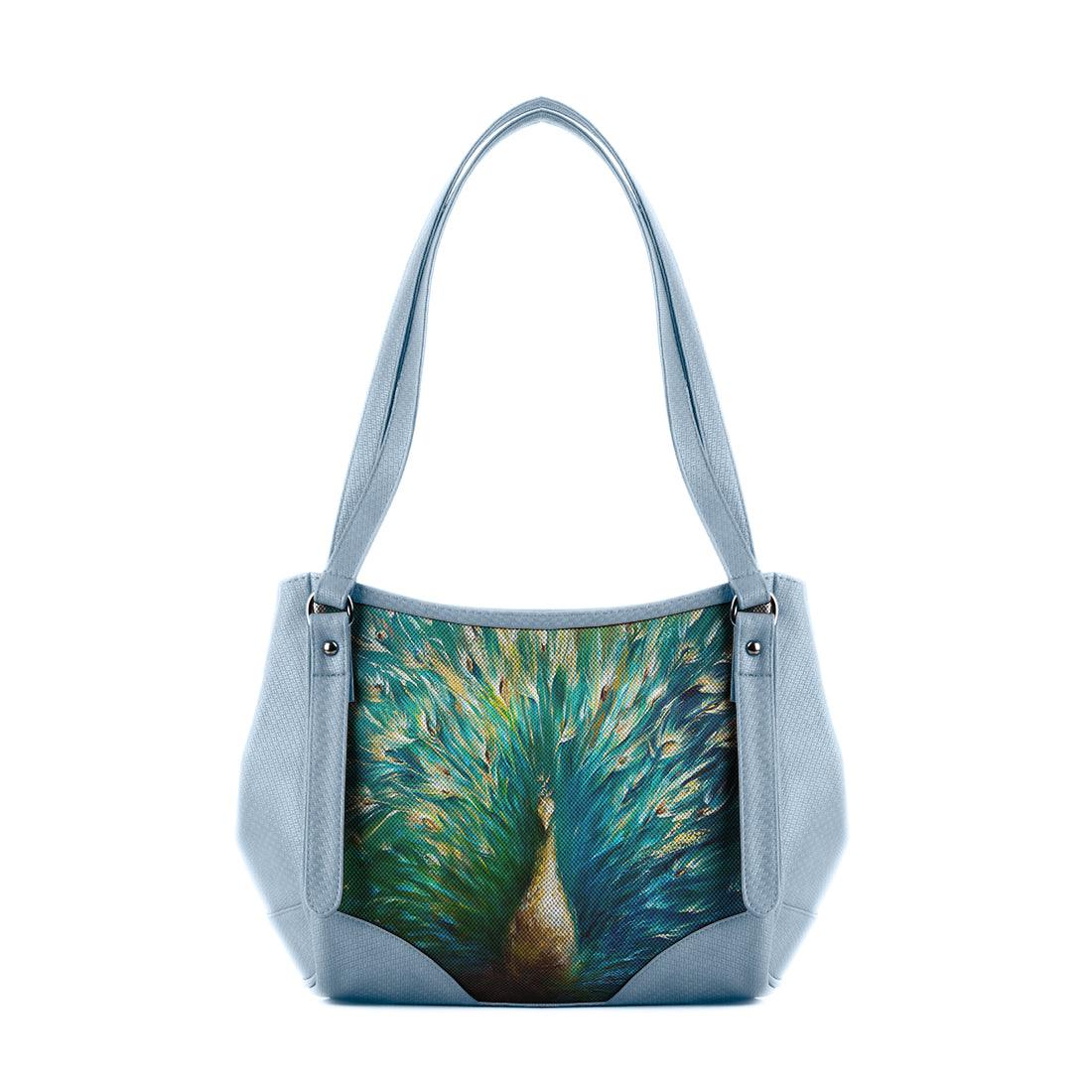 Blue Leather Tote Peacock - CANVAEGYPT