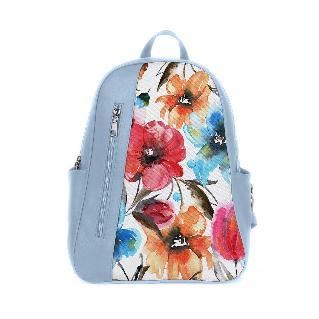 Blue Mixed Backpack White Floral - CANVAEGYPT