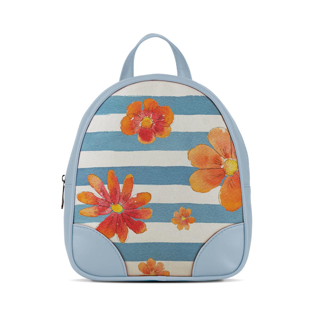 Blue O Mini Backpacks Floral Blue - CANVAEGYPT