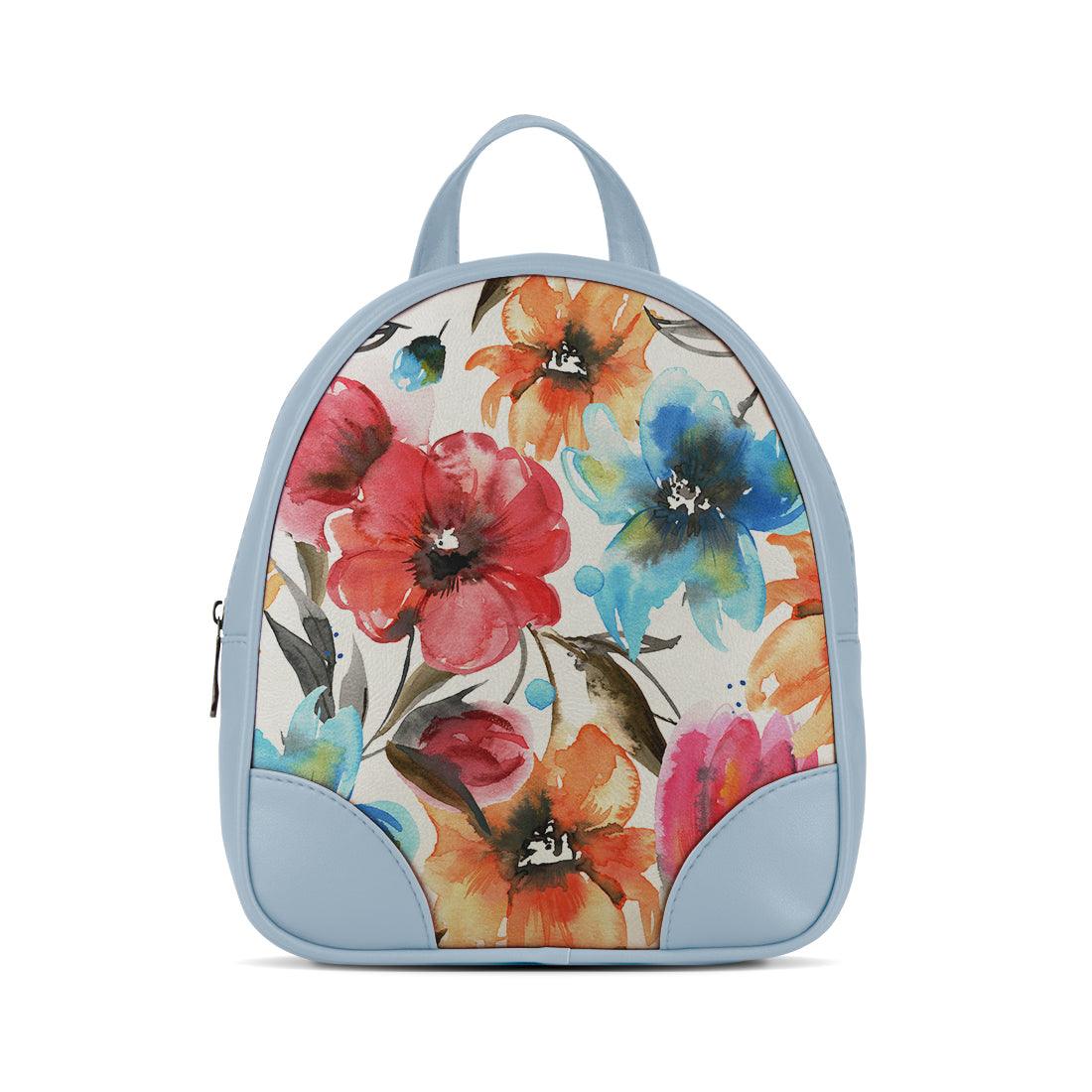 Blue O Mini Backpacks White Floral - CANVAEGYPT