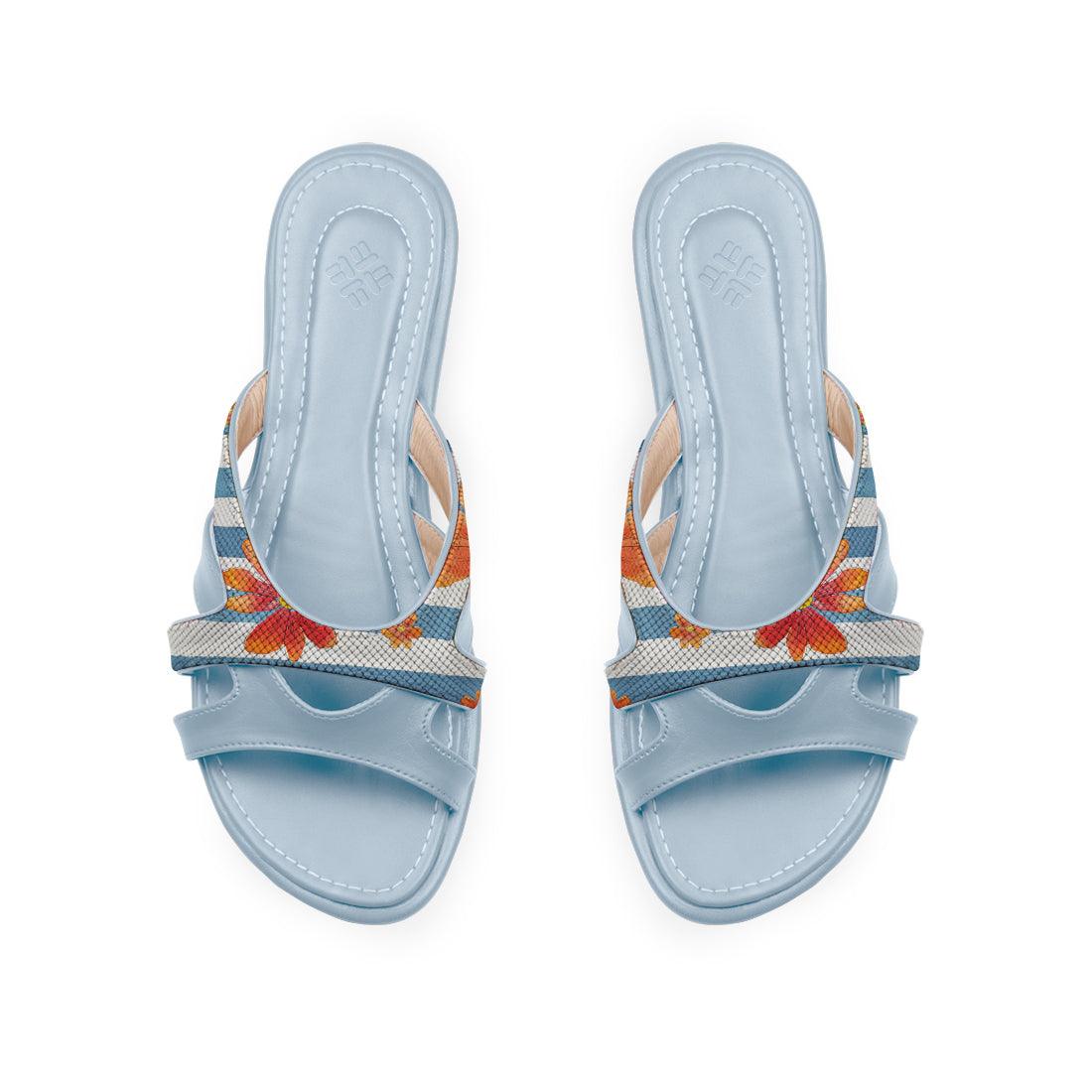 Blue Split Slipper Blue Floral - CANVAEGYPT