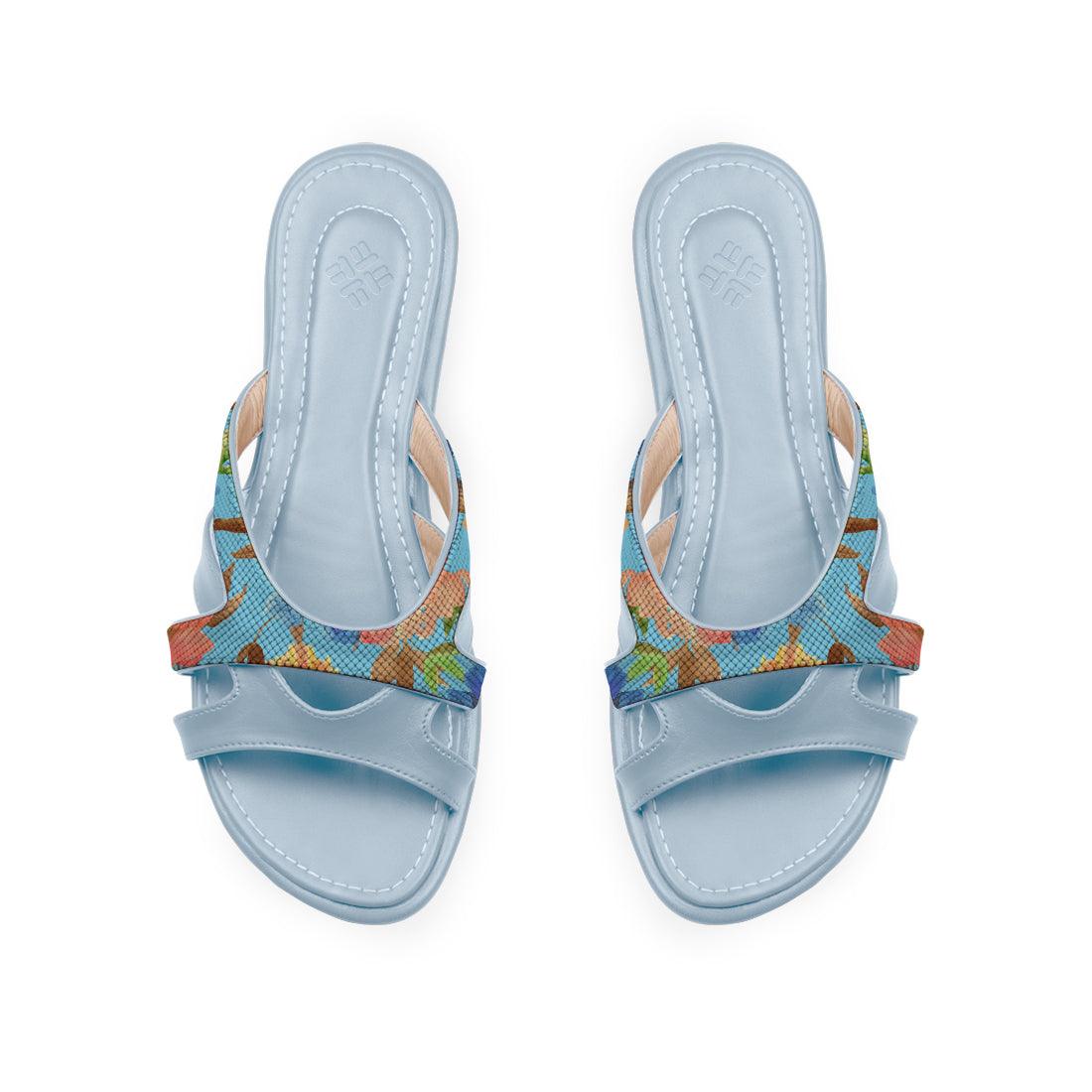 Blue Split Slipper Floral in blue - CANVAEGYPT