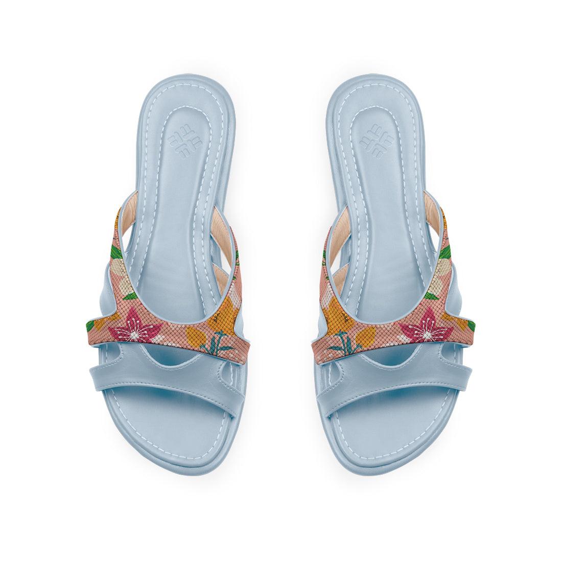 Blue Split Slipper Pink Floral - CANVAEGYPT