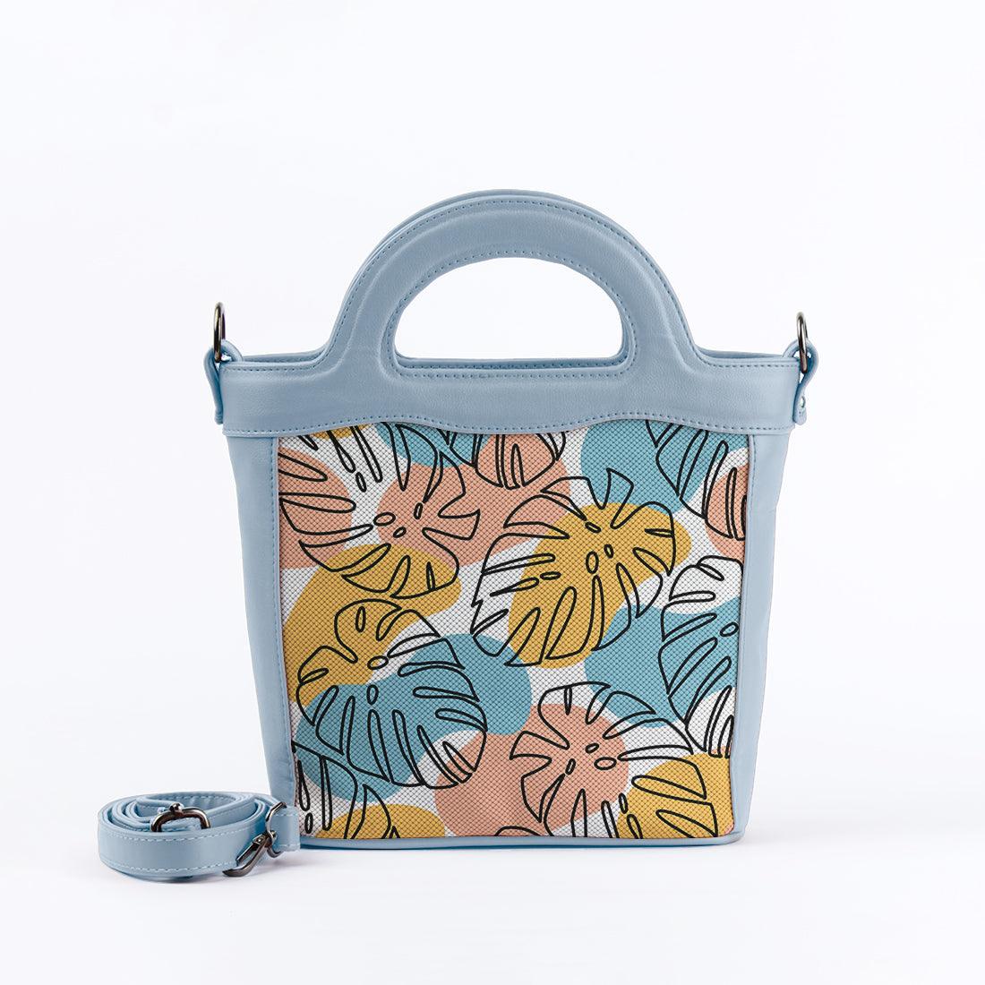 Blue Top Handle Handbag Floral - CANVAEGYPT