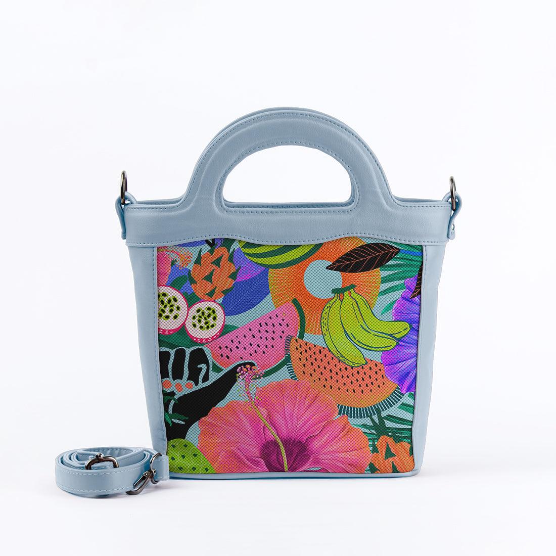 Blue Top Handle Handbag Summer Pattern - CANVAEGYPT