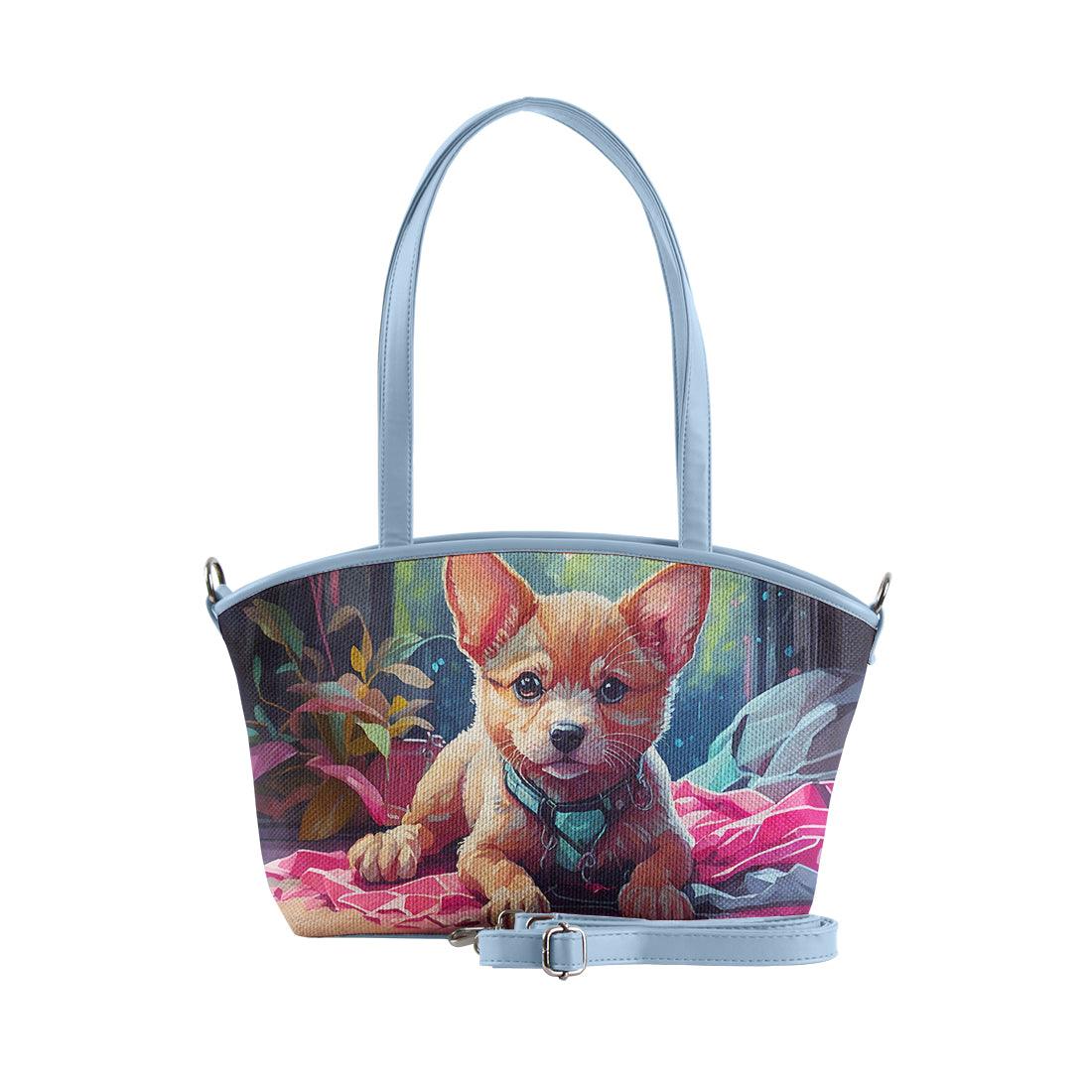 Blue Wide Tote Bag Cute Dog - CANVAEGYPT