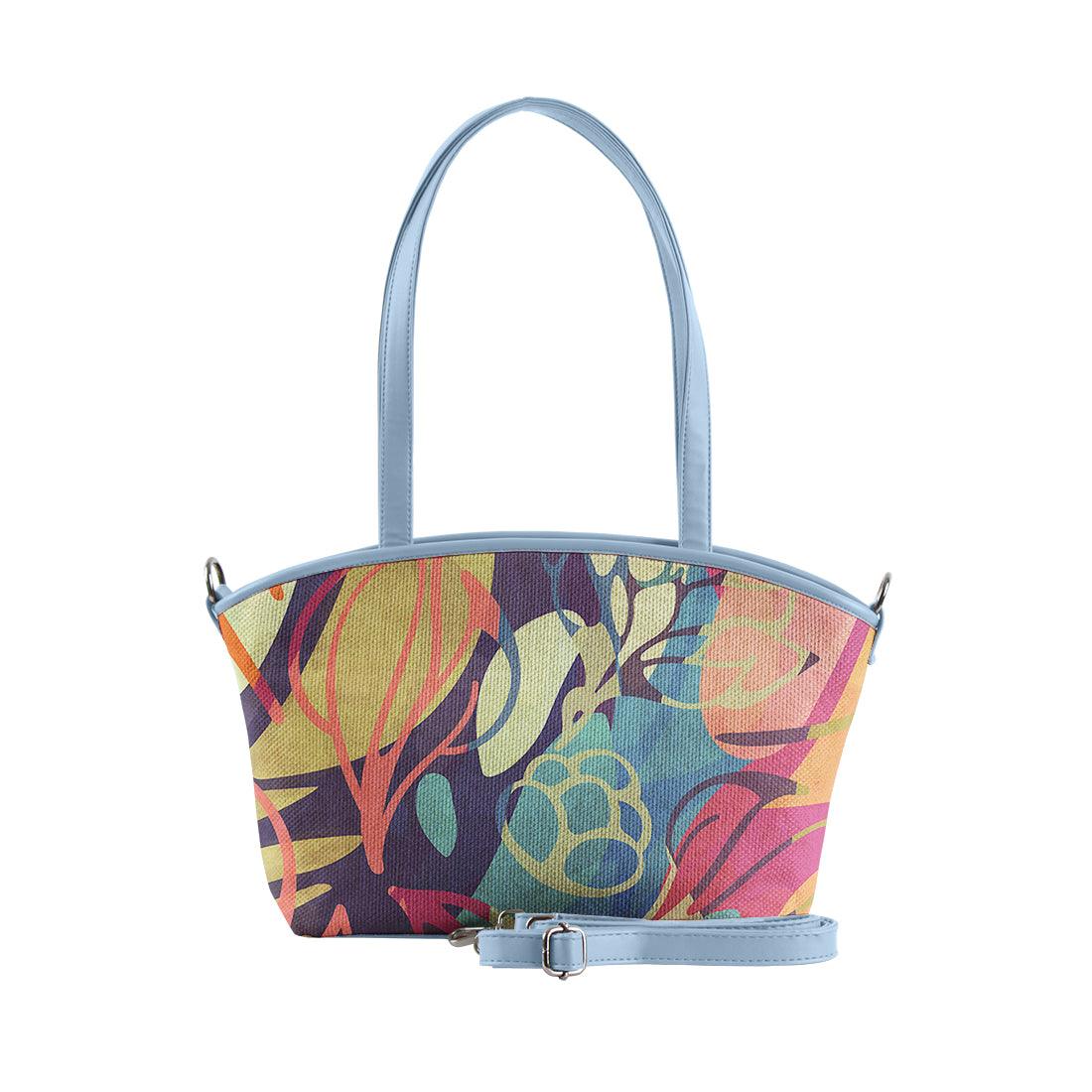 Blue Wide Tote Bag Sea Herbs - CANVAEGYPT