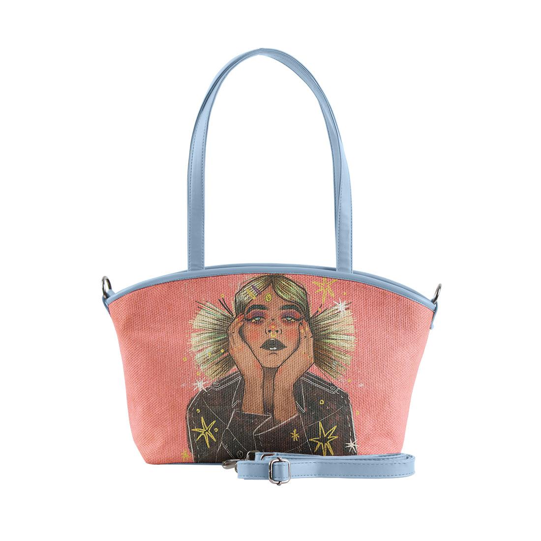 Blue Wide Tote Bag Spagetti hair - CANVAEGYPT