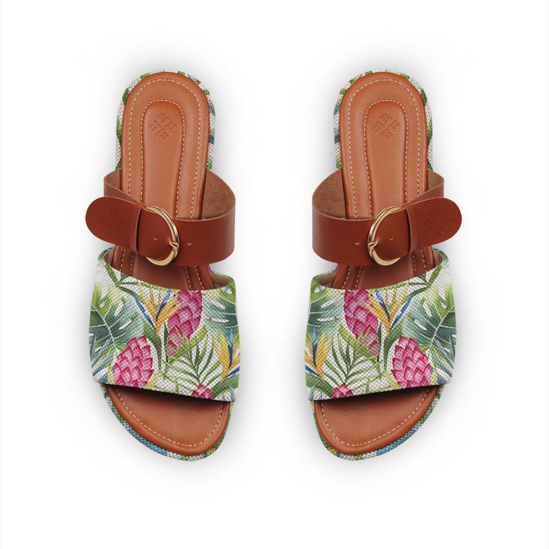 Buckle Slide Slipper Leaf Summer - CANVAEGYPT