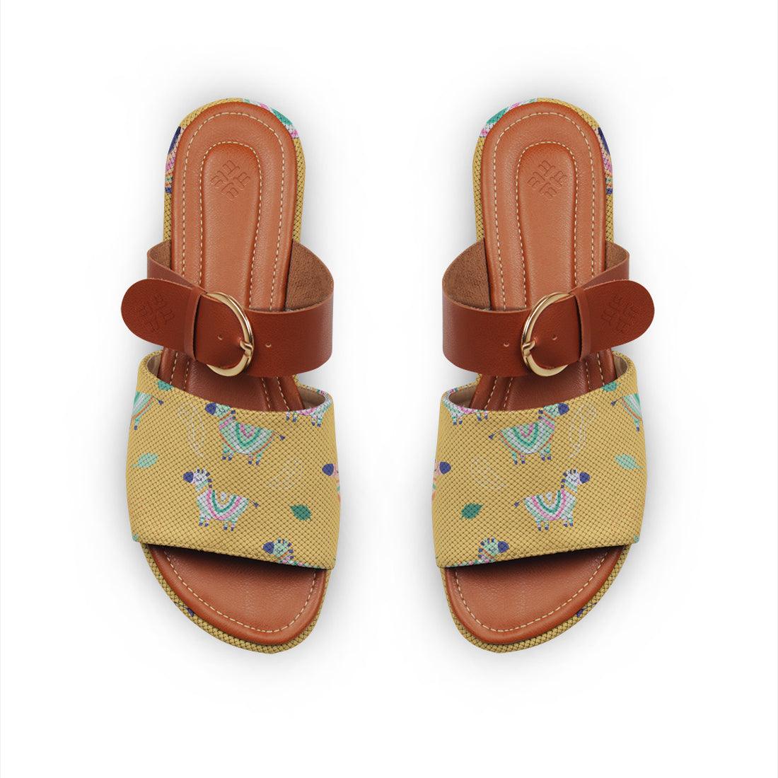 Buckle Slide Slipper Zebras in yellow - CANVAEGYPT