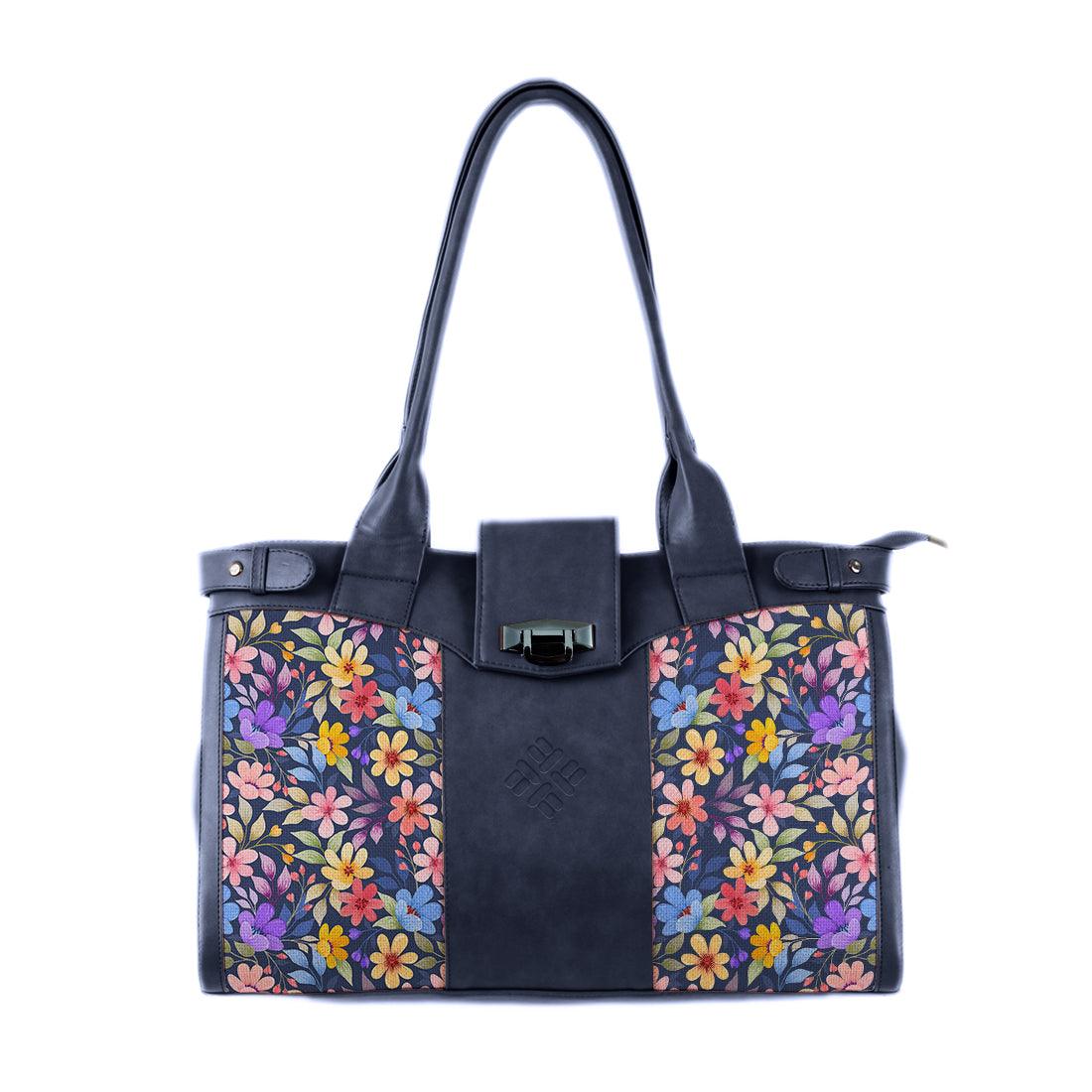 DB Double Handle Large Bag Purple Floral - CANVAEGYPT