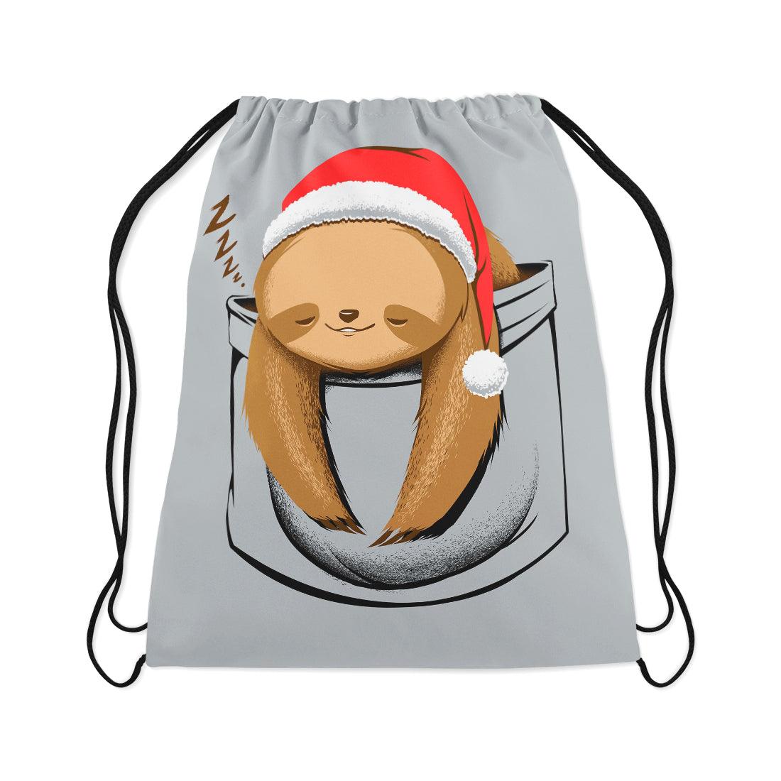 Drawstring Bag Sloth in a pocket Xmas - CANVAEGYPT