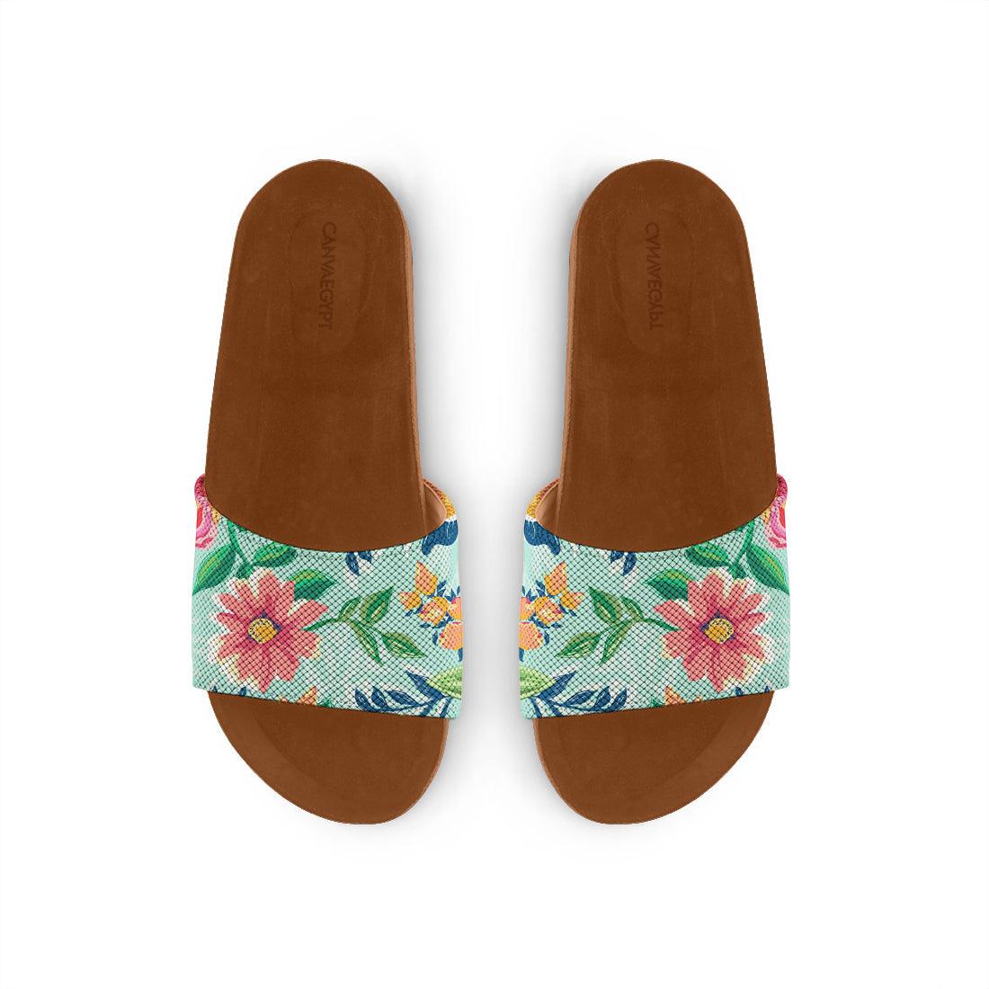 Havana Slide Slipper Cyan Floral - CANVAEGYPT