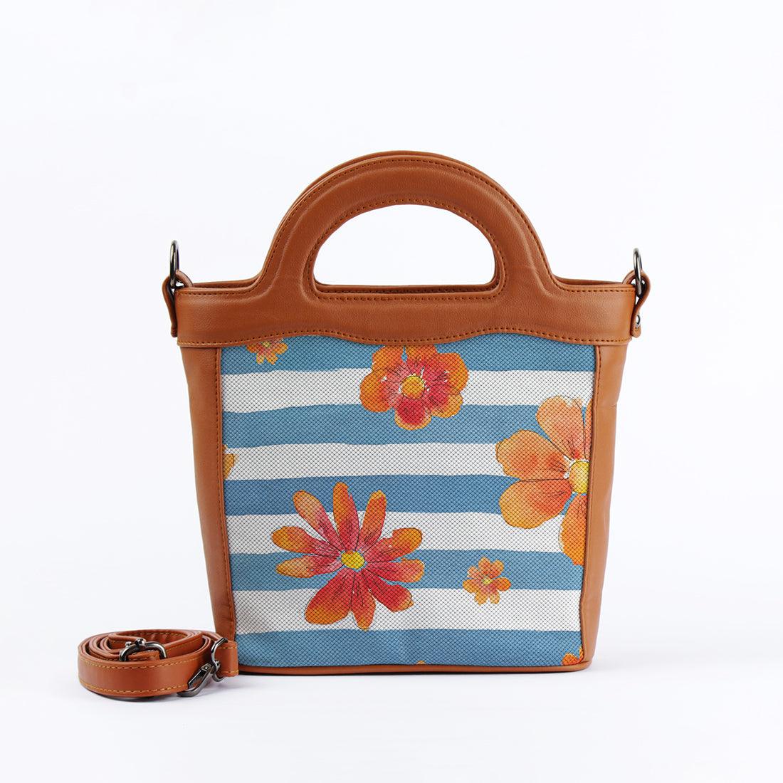 Havana Top Handle Handbag Bue Floral - CANVAEGYPT