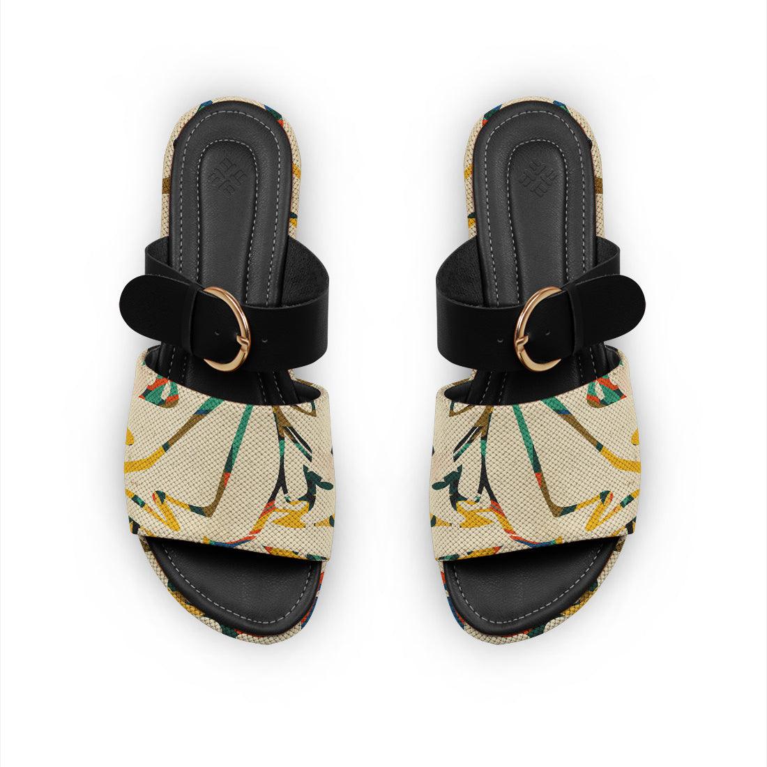 Black Buckle Slide Slipper Sand - CANVAEGYPT