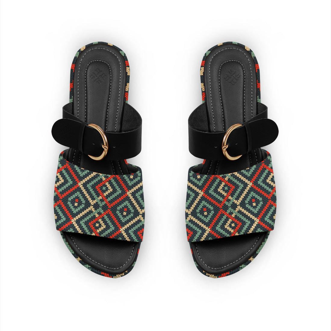 Black Buckle Slide Slipper Scandinavian - CANVAEGYPT