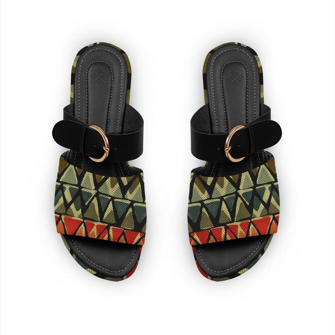 Black Buckle Slide Slipper Triangles - CANVAEGYPT