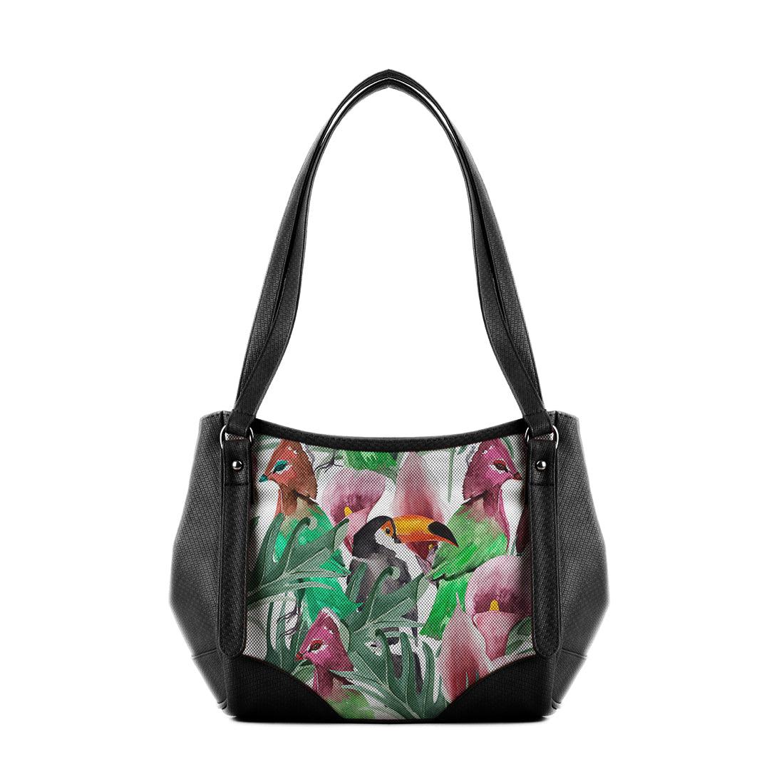 Black Leather Tote Bag Bird - CANVAEGYPT