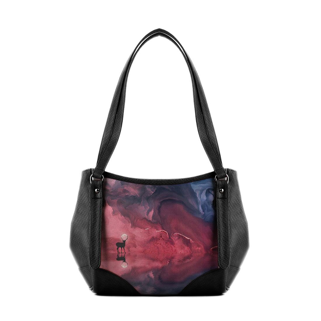 Black Leather Tote Bag Deer Moon - CANVAEGYPT