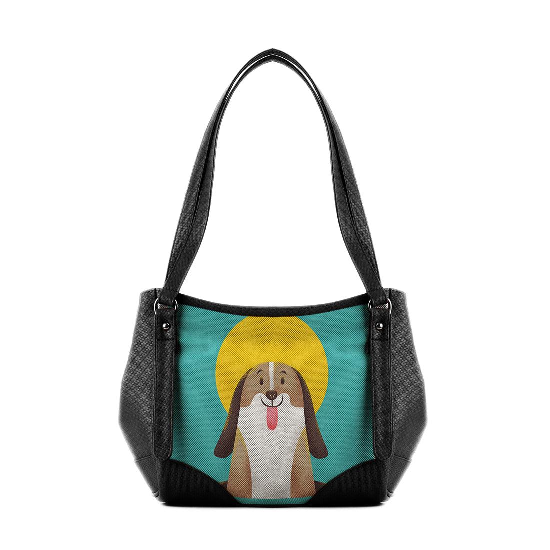 Black Leather Tote Bag Doggo - CANVAEGYPT