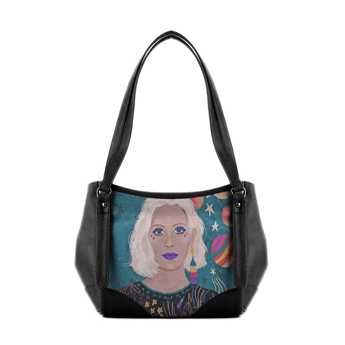 Black Leather Tote Bag Extraterrestrial - CANVAEGYPT