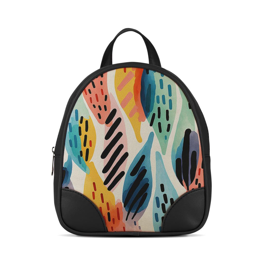 Black O Mini Backpacks Drawen Leafs - CANVAEGYPT