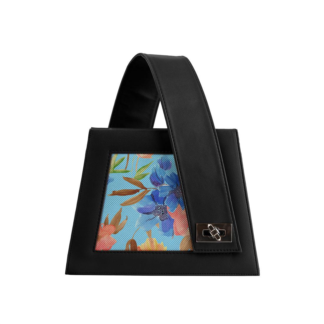 Black One Handed Bag Floral in blue - CANVAEGYPT