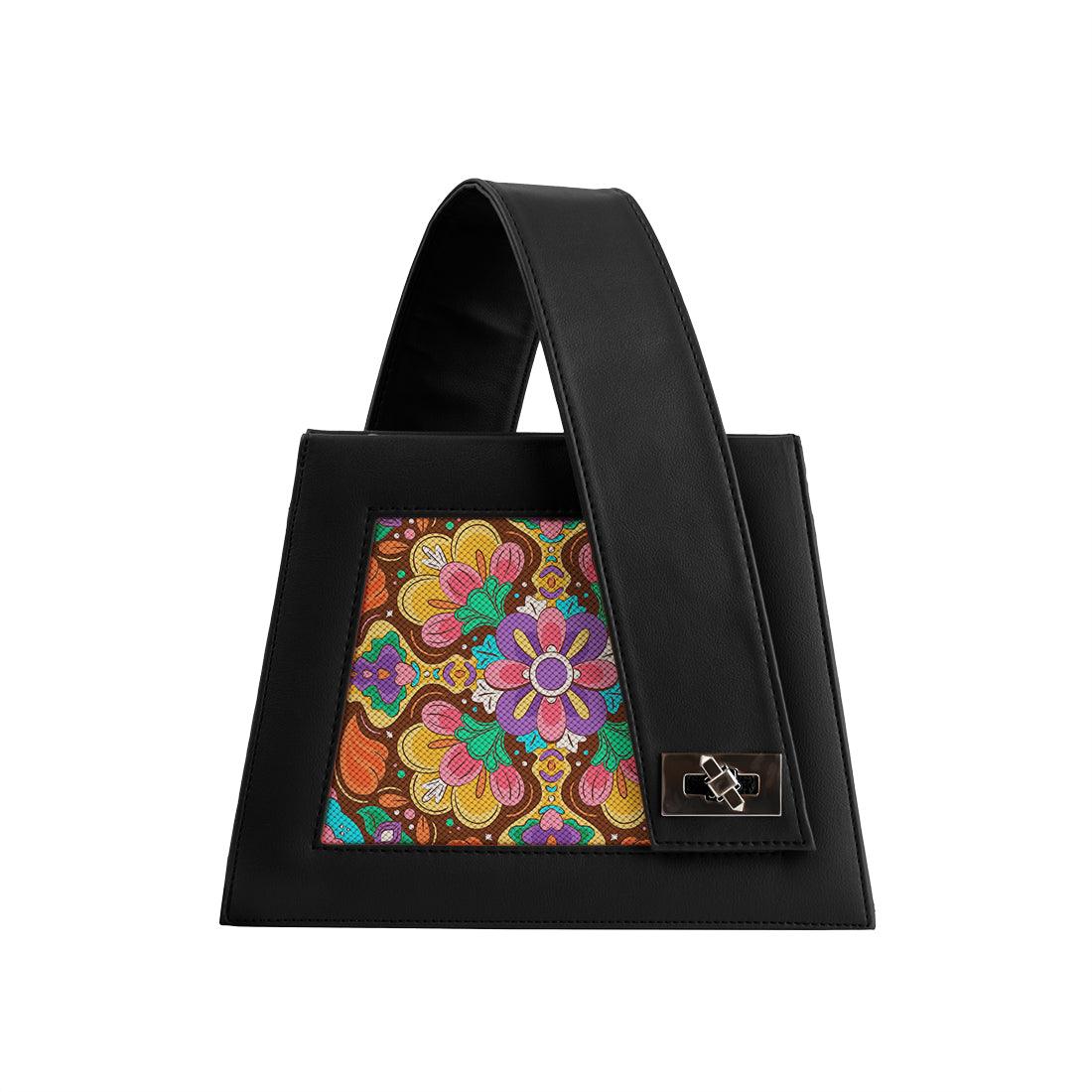 Black One Handed Bag Flower Art - CANVAEGYPT