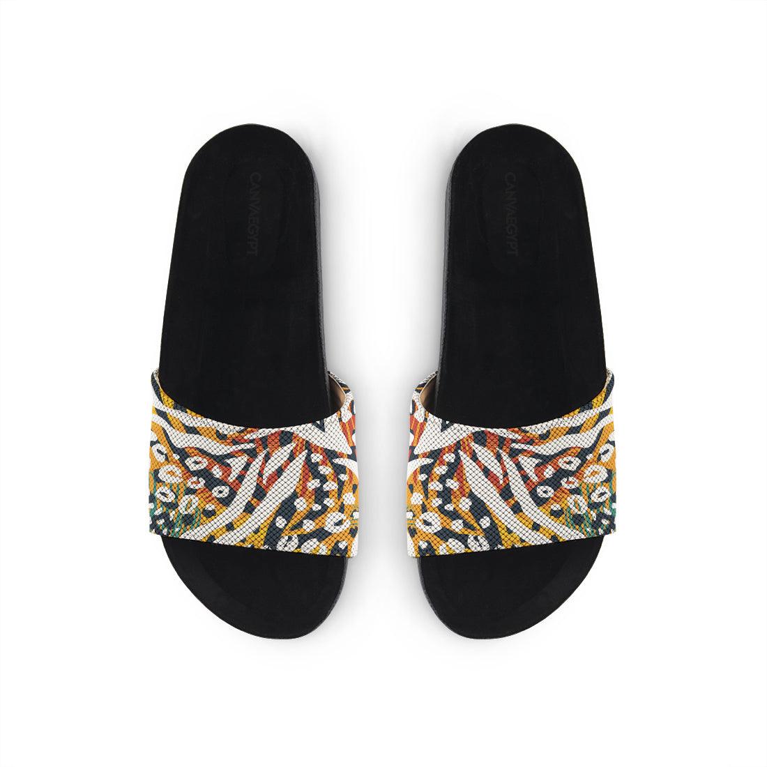 Black Slide Slipper African - CANVAEGYPT