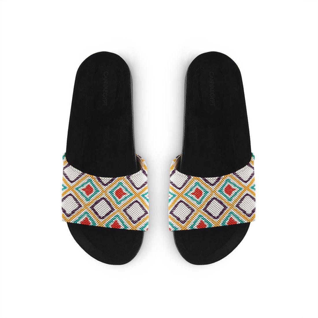 Black Slide Slipper Pixely - CANVAEGYPT