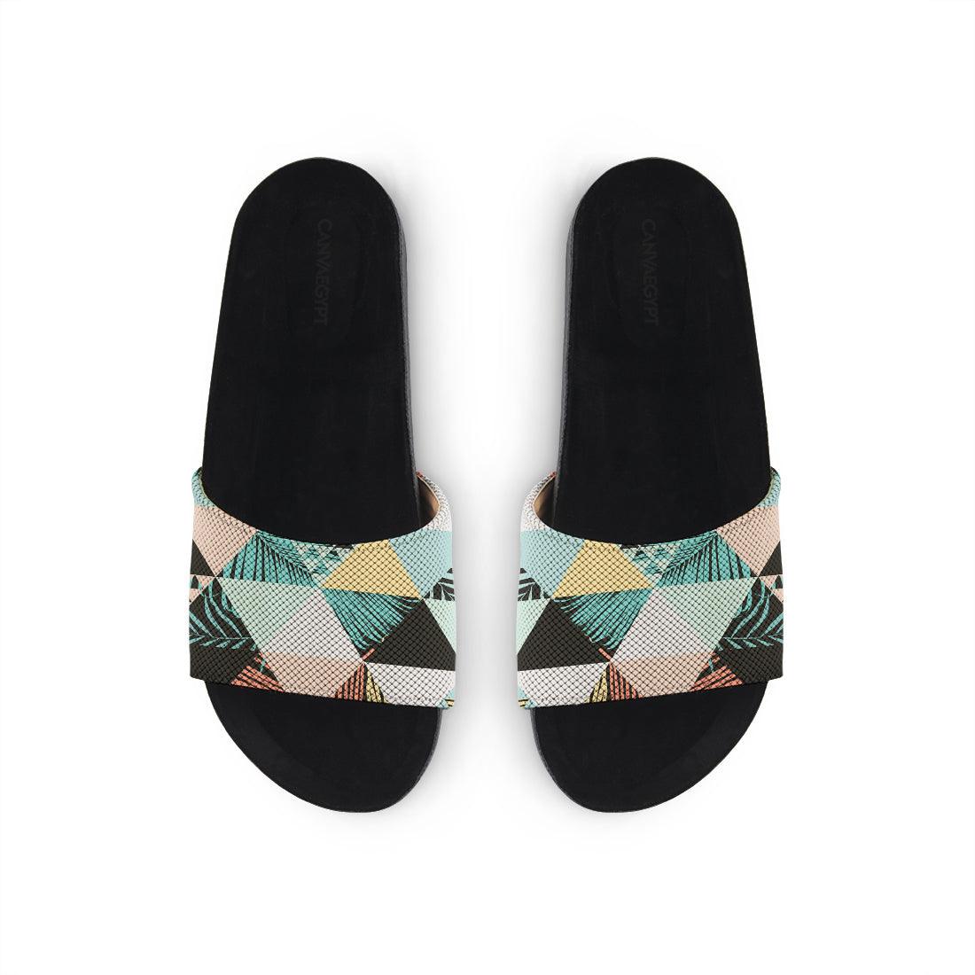 Black Slide Slipper Summer Triangles - CANVAEGYPT