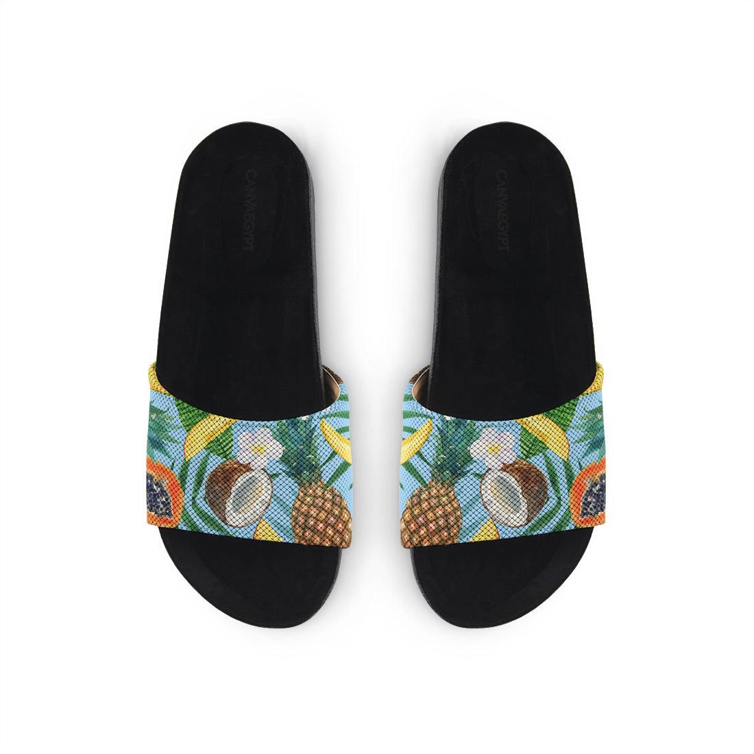 Black Slide Slipper Tropical - CANVAEGYPT