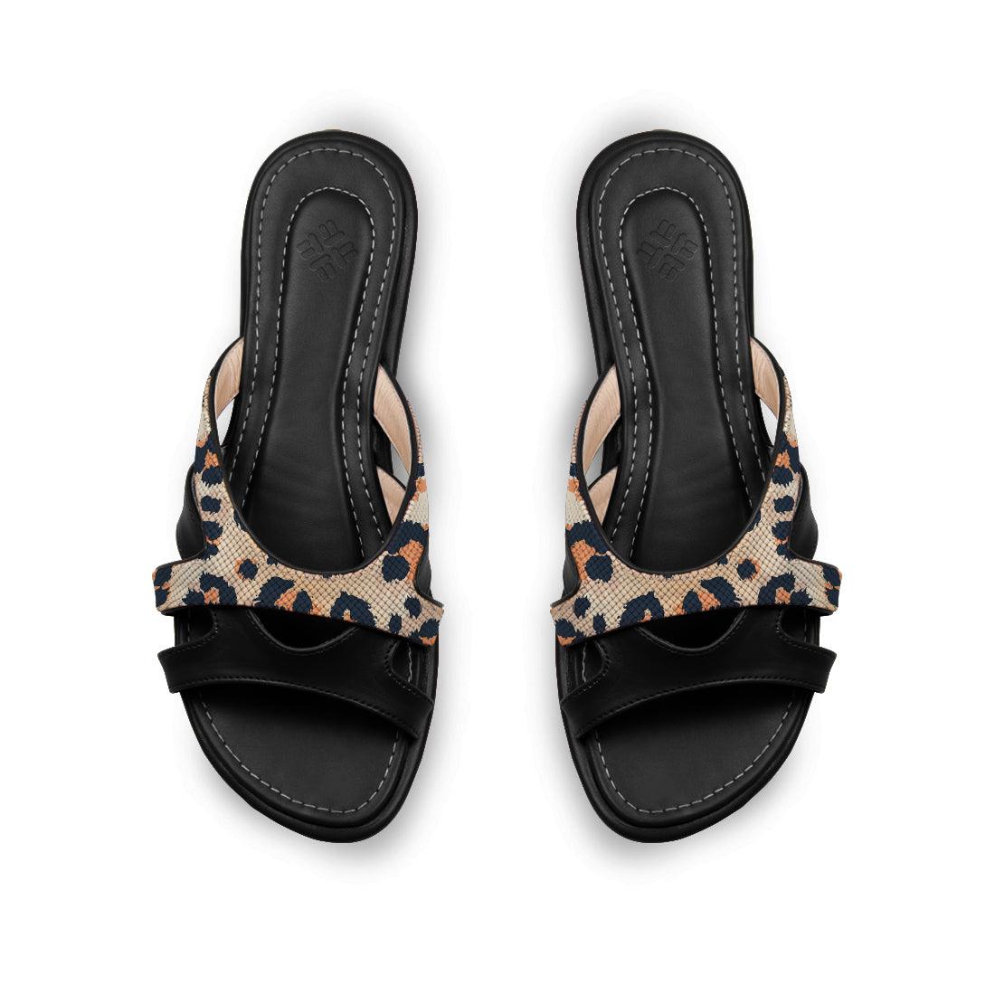 Black Split Slipper Orange Cheetah - CANVAEGYPT