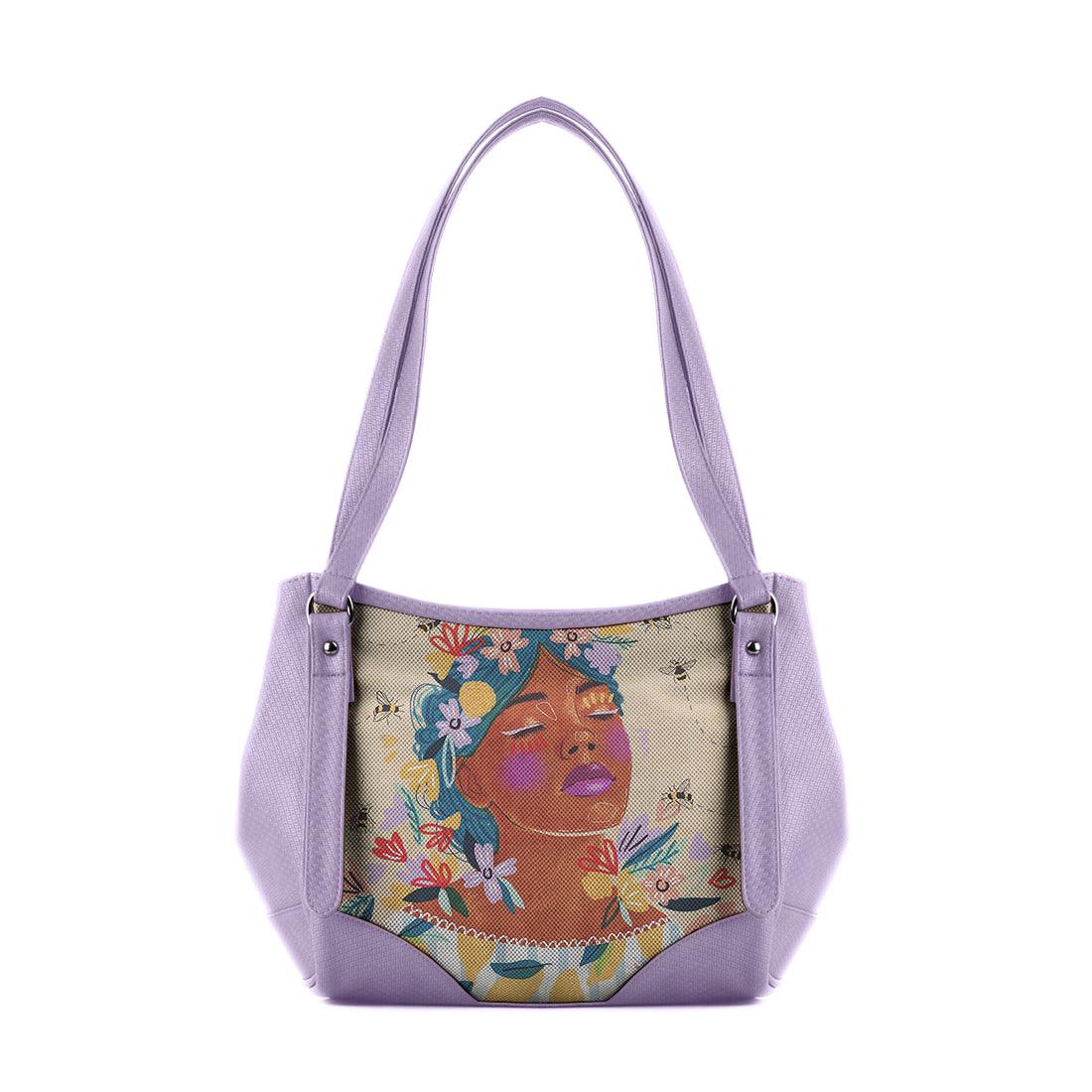 Lavender Leather Tote Bag Save The Bees - CANVAEGYPT