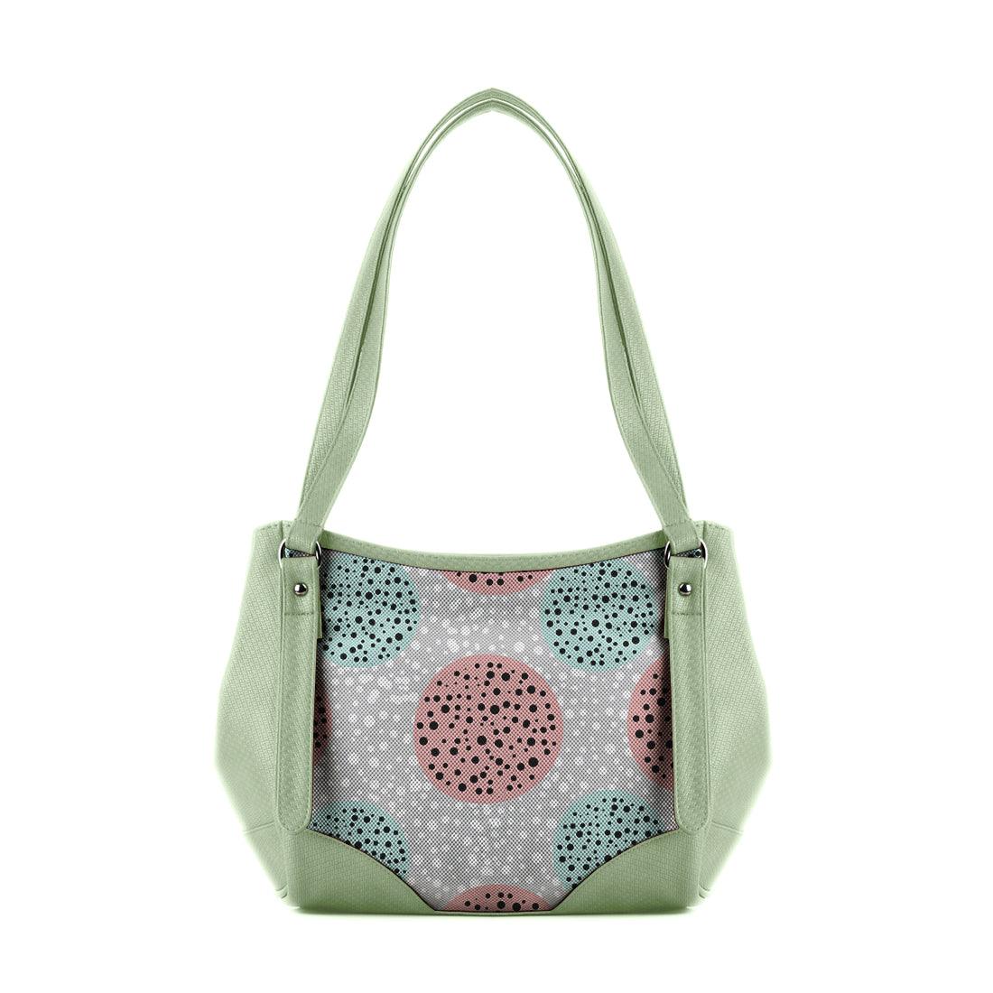 Mint Green Leather Tote Bag Dots - CANVAEGYPT