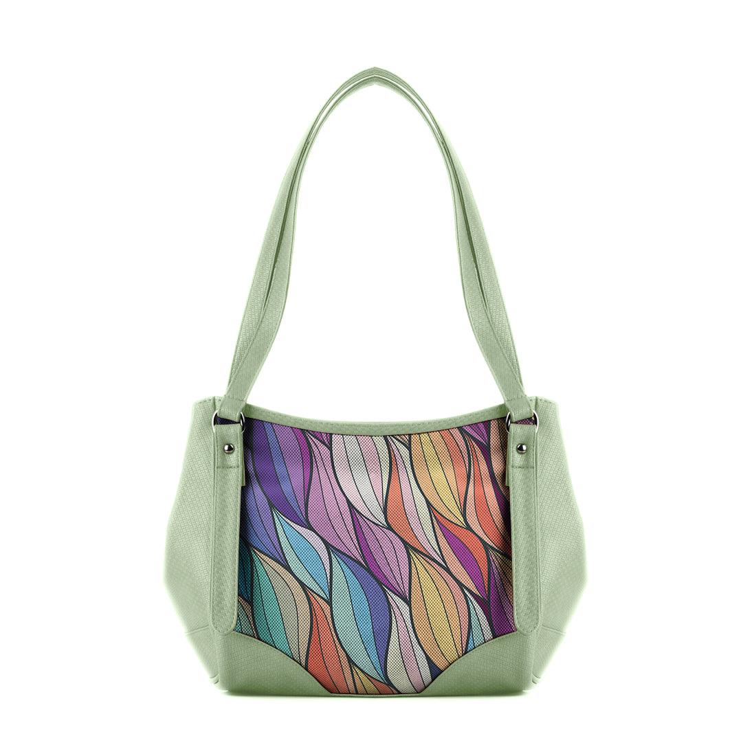 Mint Green Leather Tote Bag Flows - CANVAEGYPT