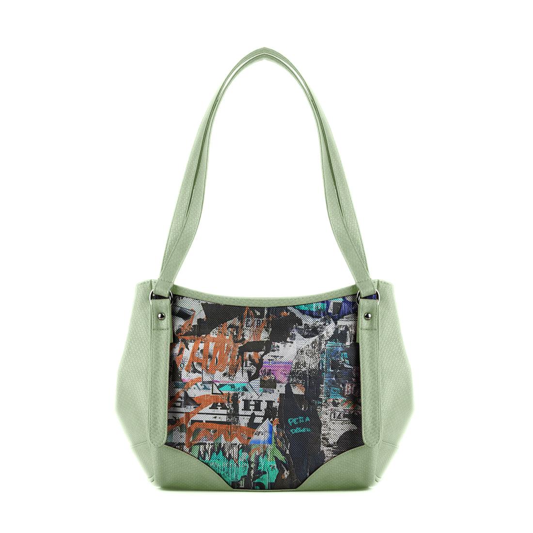 Mint Green Leather Tote Bag Full Wall - CANVAEGYPT