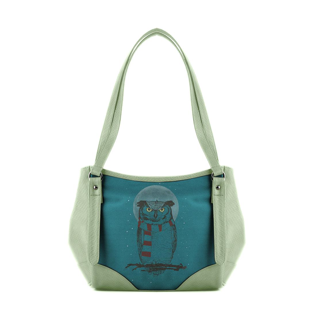 Mint Green Leather Tote Bag Owl - CANVAEGYPT