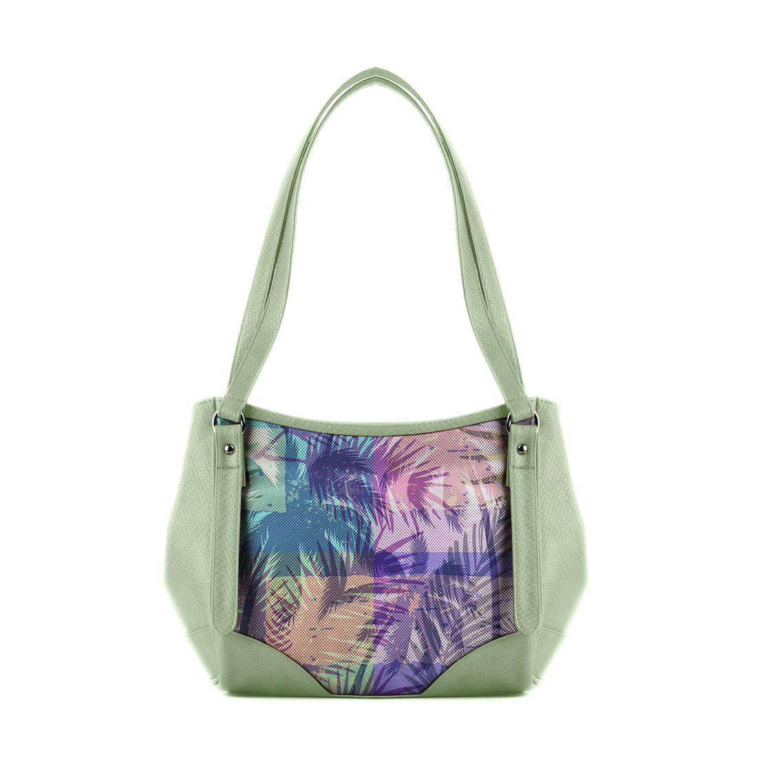 Mint Green Leather Tote Bag Palm Tree - CANVAEGYPT