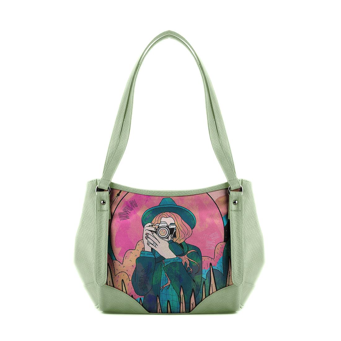 Mint Green Leather Tote Bag Space Photographer - CANVAEGYPT